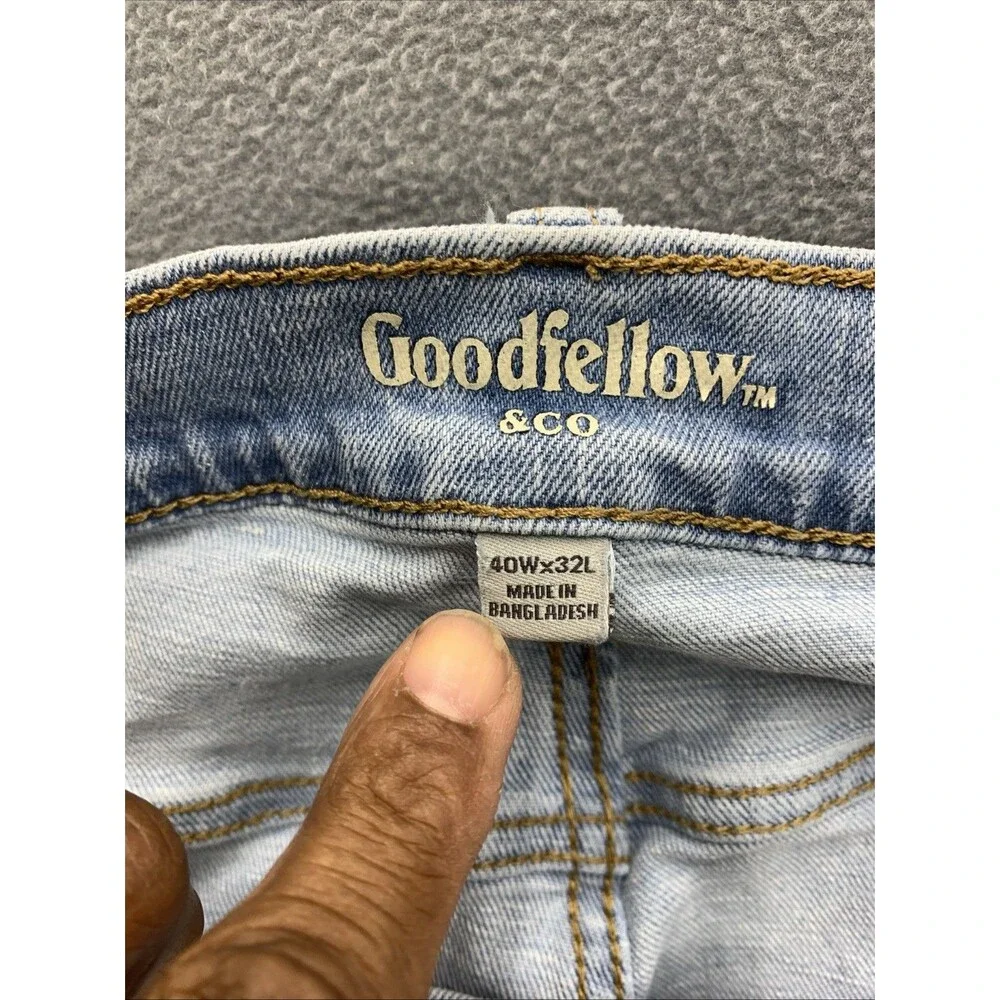 Goodfellow & Co Denim Jeans Slim Men's Size 40X32 Baby Blue Distressed